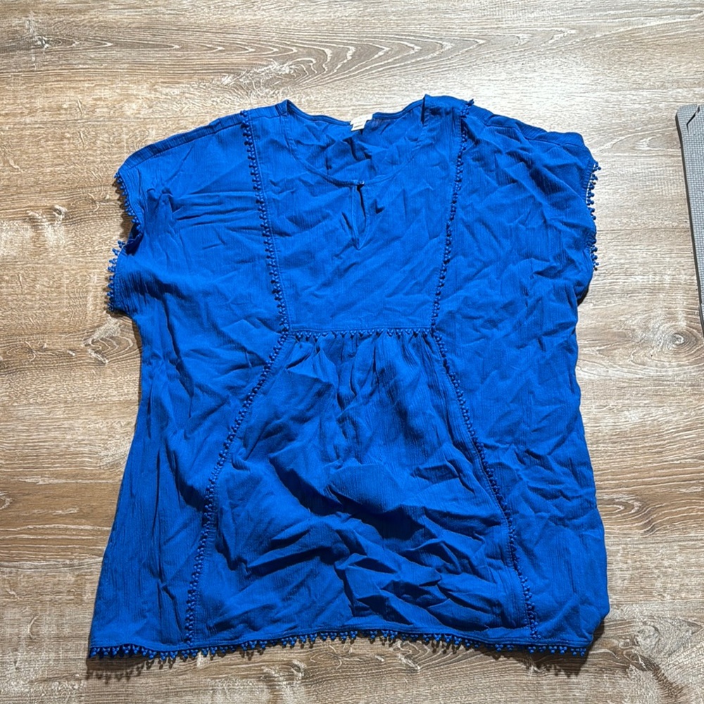J. Crew Factory Blue Cap Sleeve Blouse